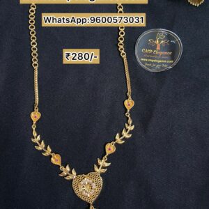 Heart and Leaf-shaped modern necklace with stones.