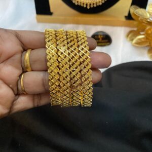 Zigzag Gold Covering Bangles – 4 Pieces Set