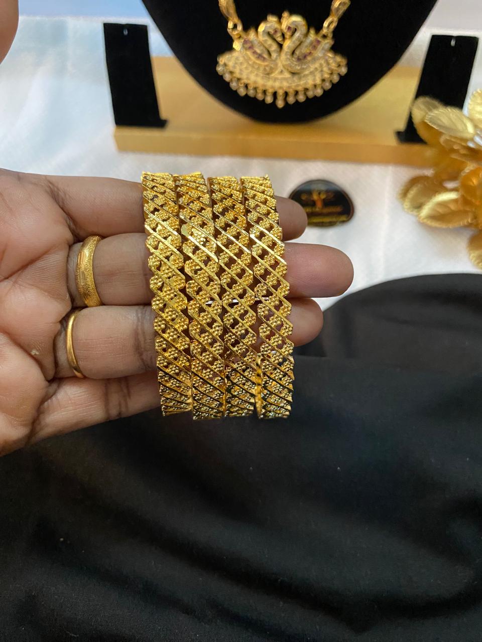 Zigzag Gold Covering Bangles – 4 Pieces Set