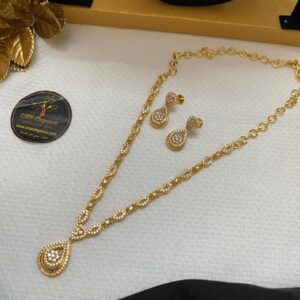 White Stone Necklace Set with Earrings | Elegant