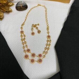 Double Layer Round Necklace – Multi, White, Ruby