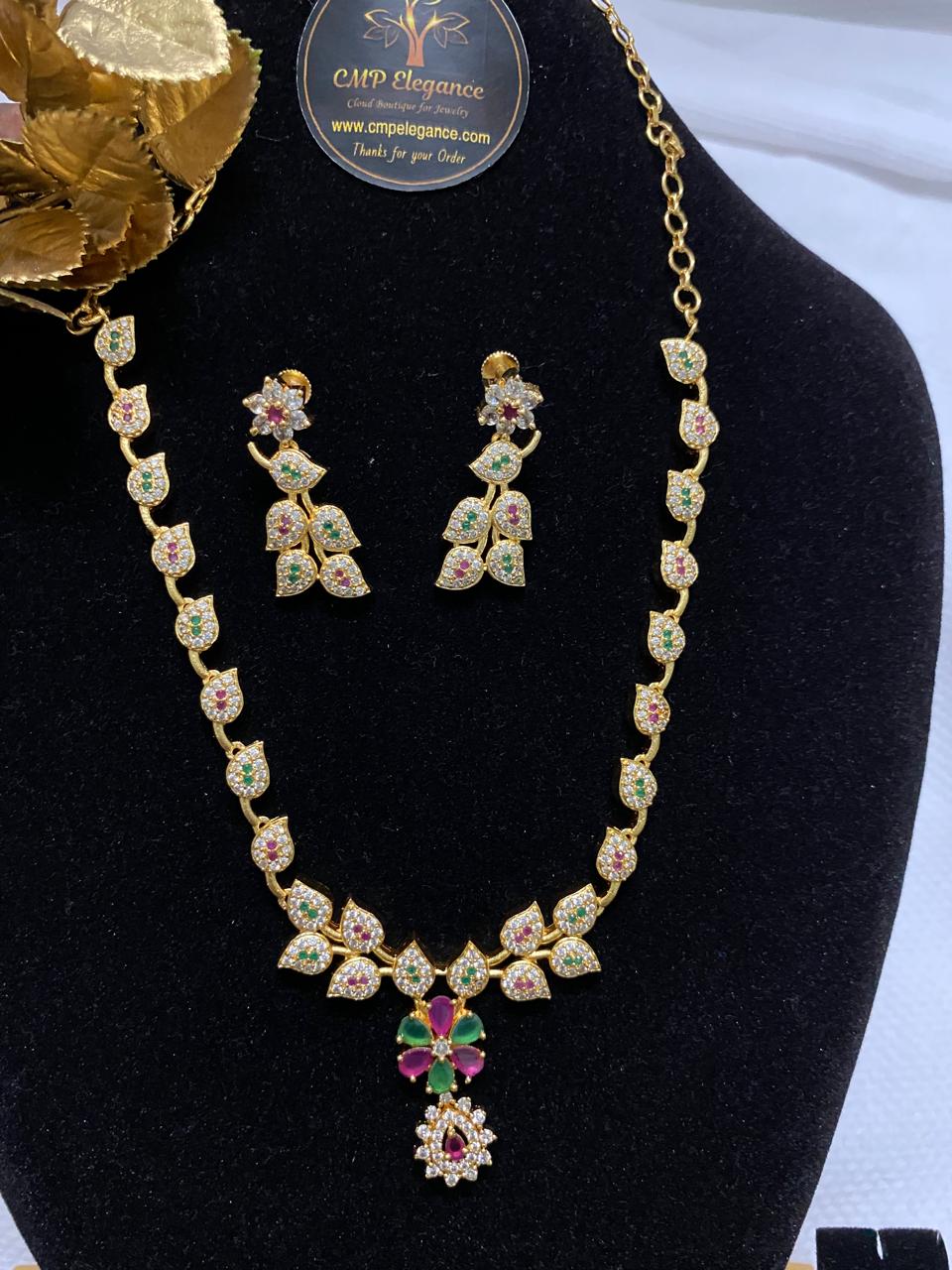 Elegant Leaf Bloom Necklace Set – 3 Colors