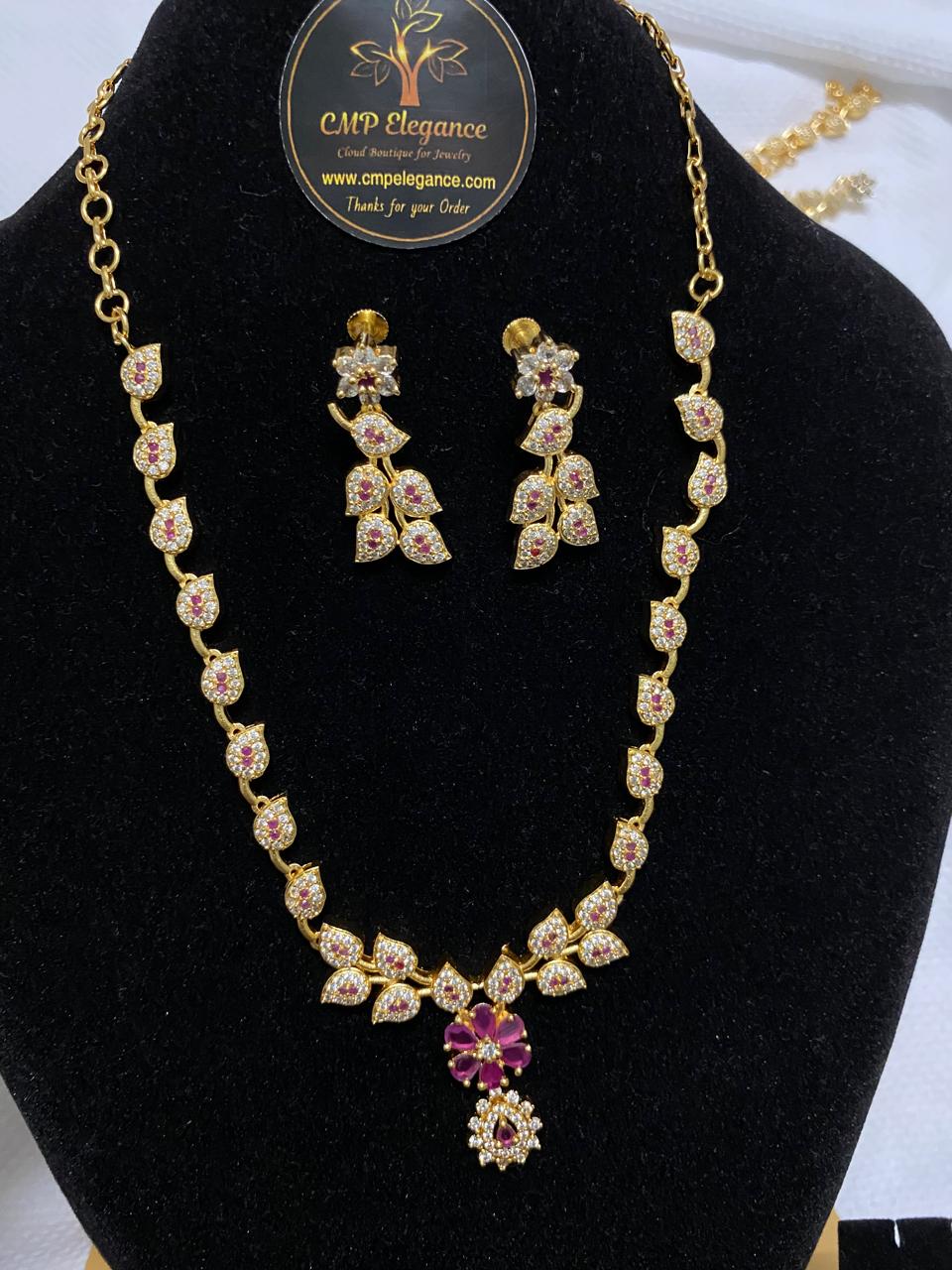 Elegant Leaf Bloom Necklace Set – 3 Colors - Image 3