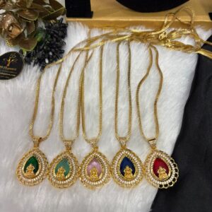 Micro Stoned Lakshmi Dollar Chain – 5 Colour Options | CMP25427