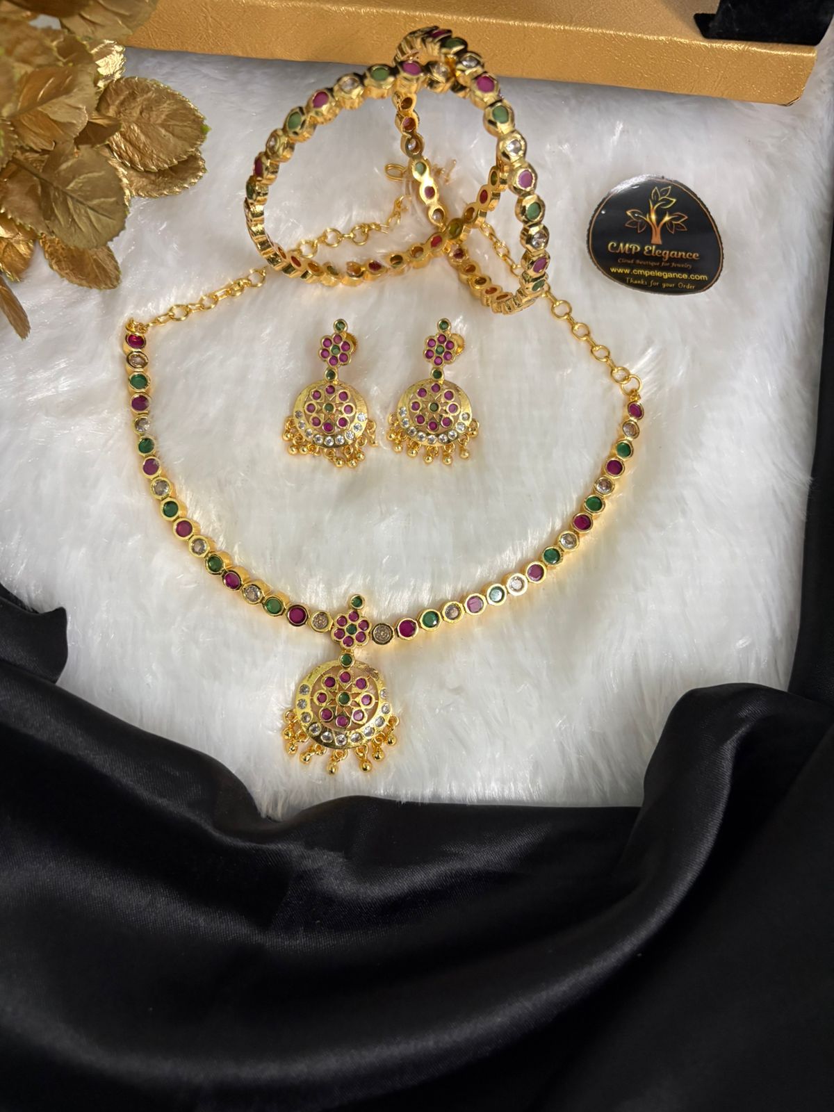 Elegant Attigai Combo – Earrings & Bangles - Image 2