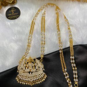 Big Size Gajalakshmi Dollar with 2 Line Pearl Mala CMP25494