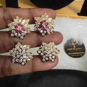 White & Ruby 6-Petal Impon Stud – CMP25666