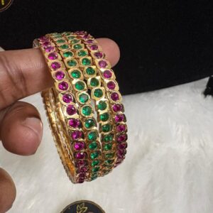 Premium Impon Stone Bangles (Green / Ruby) – CMP26829