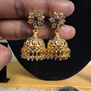 Impon White & Ruby Stud with Stoned Jimmki – CMP26835