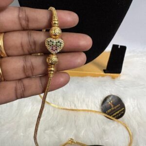 Micro Heart Shape Stoned Mugappu Chain 24 Inches – CMP26865