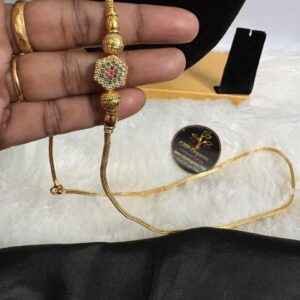 Micro Hexagon Shape Stoned Mugappu Chain 24 Inches – CMP26866