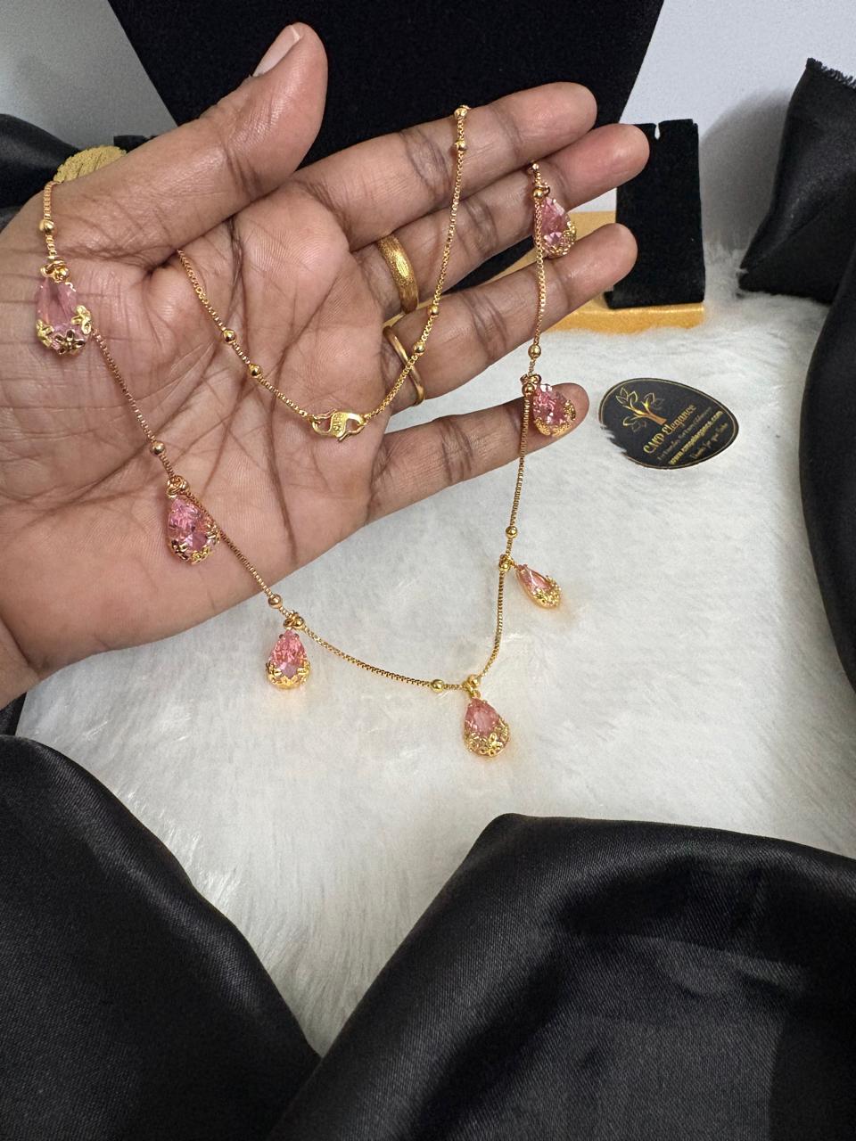 Micro Drop Necklace with Designer Stone – CMP261040 - Image 2