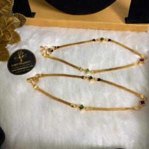 Micro Anklet 4-Line Chain with Diamond Design Stone – CMP261047