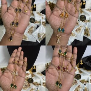 Micro Designed Stone Drop Necklace (Colour Options) – CMP261119