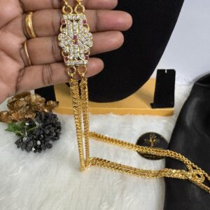 Premium Stone Impon Mugappu Chain 24 Inches Double Layer – CMP261163