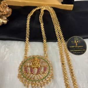 Micro Full Stoned Lakshmi Dollar with Gajari Chain – CMP261187
