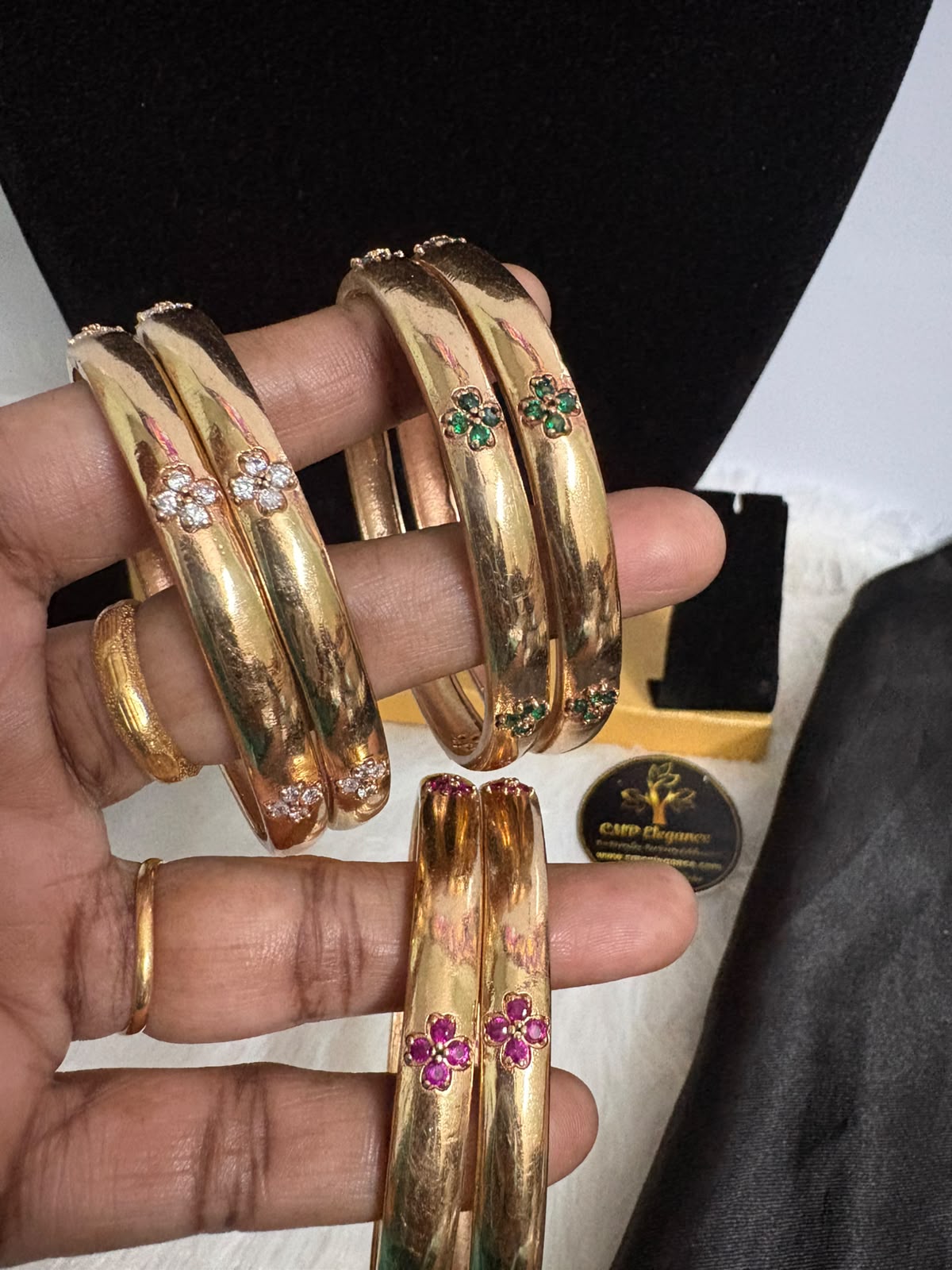Premium 4 Stone Design Impon/Panchalogha Bangles – CMP261202