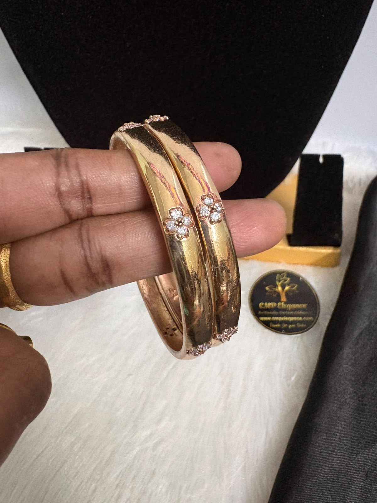 Premium 4 Stone Design Impon/Panchalogha Bangles – CMP261202 - Image 2