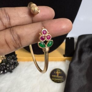 Impon/Panchalogha Leaf & Flower Stone Kada – CMP261207