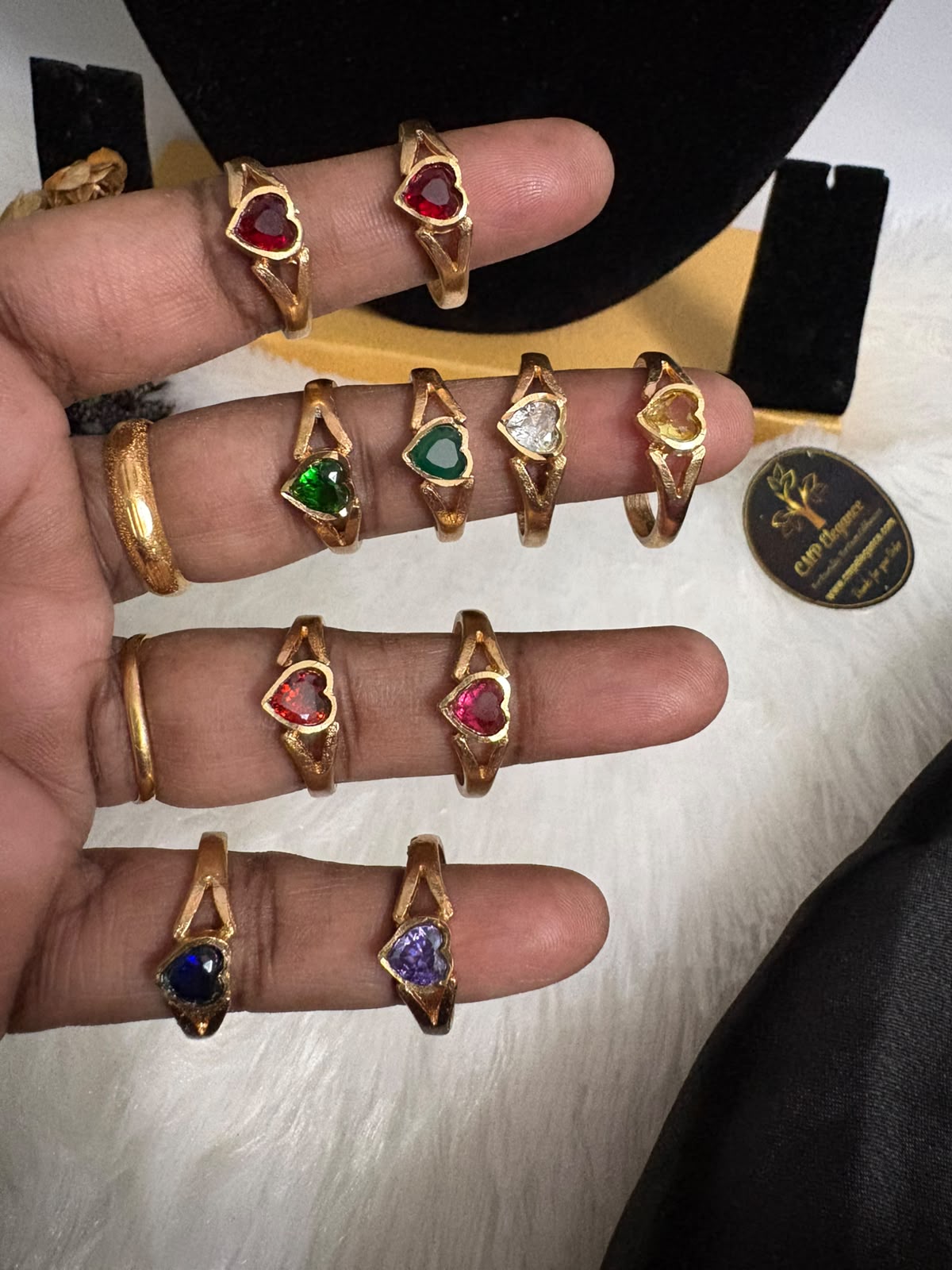 Single Heart Stone Impon / Panchaloga Finger Ring – CMP261219 - Image 2