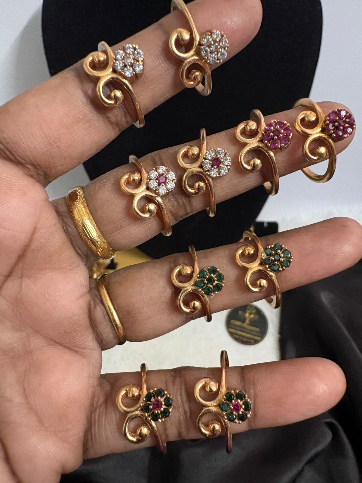 Flower Stone Impon / Panchaloga Finger Ring – CMP261220 - Image 2