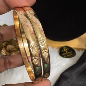 Impon/Panchalogha Double Flower Design Pair Bangle – CMP261237