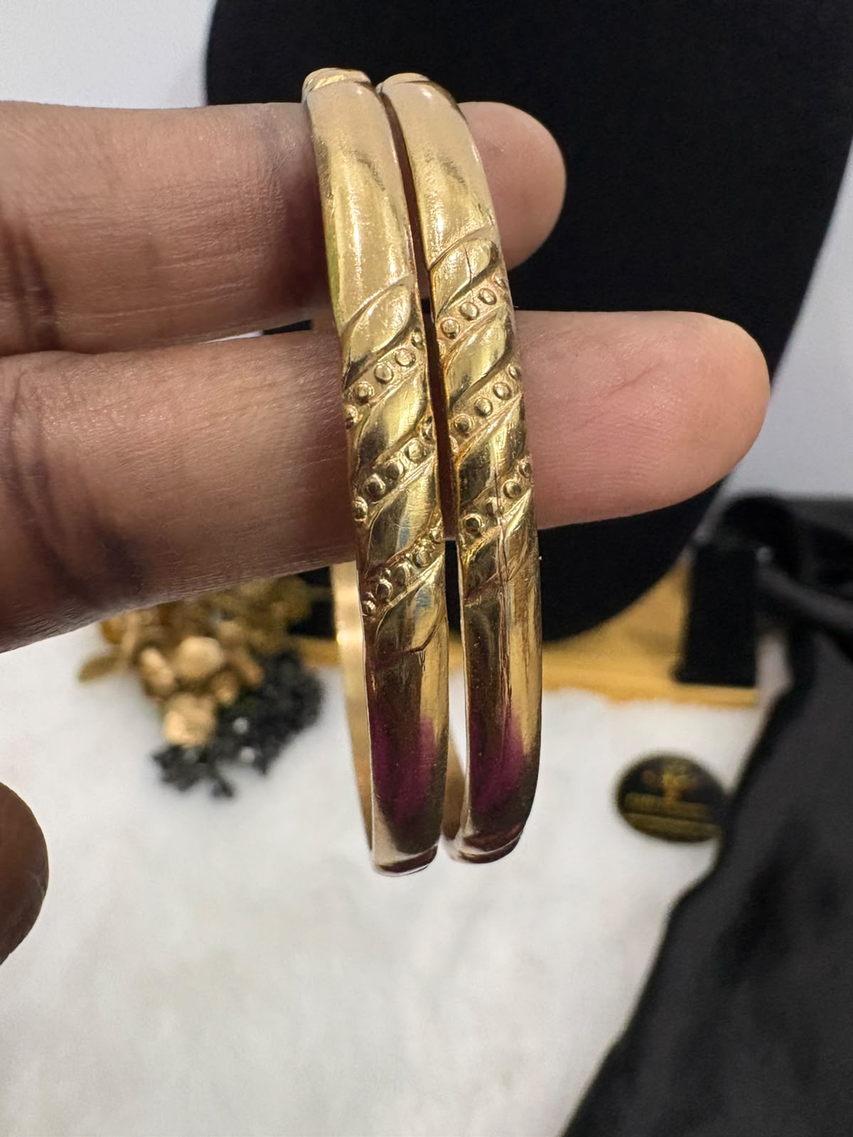 Impon/Panchalogha Unpolished Durable Flower Design Daily Wear Bangle – CMP261255 - Image 2