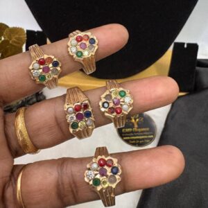 Impon/Panchalogha Unpolished Durable 9 Stone Finger Ring – CMP261290