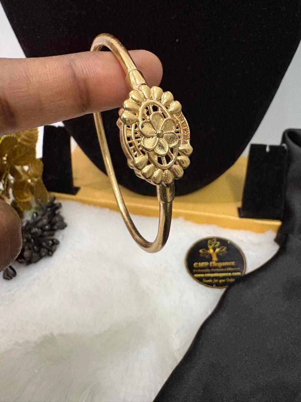 Impon/Panchalogha Unpolished Durable Oval Flower Design Kada – CMP261291