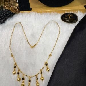 Micro Golden Heart and Black Drop Necklace – CMP261304