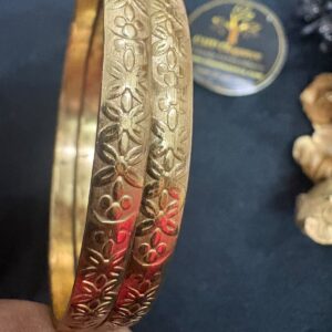 Impon Panchalogha Flower Design Unpolished Bangle Pair – CMP261320